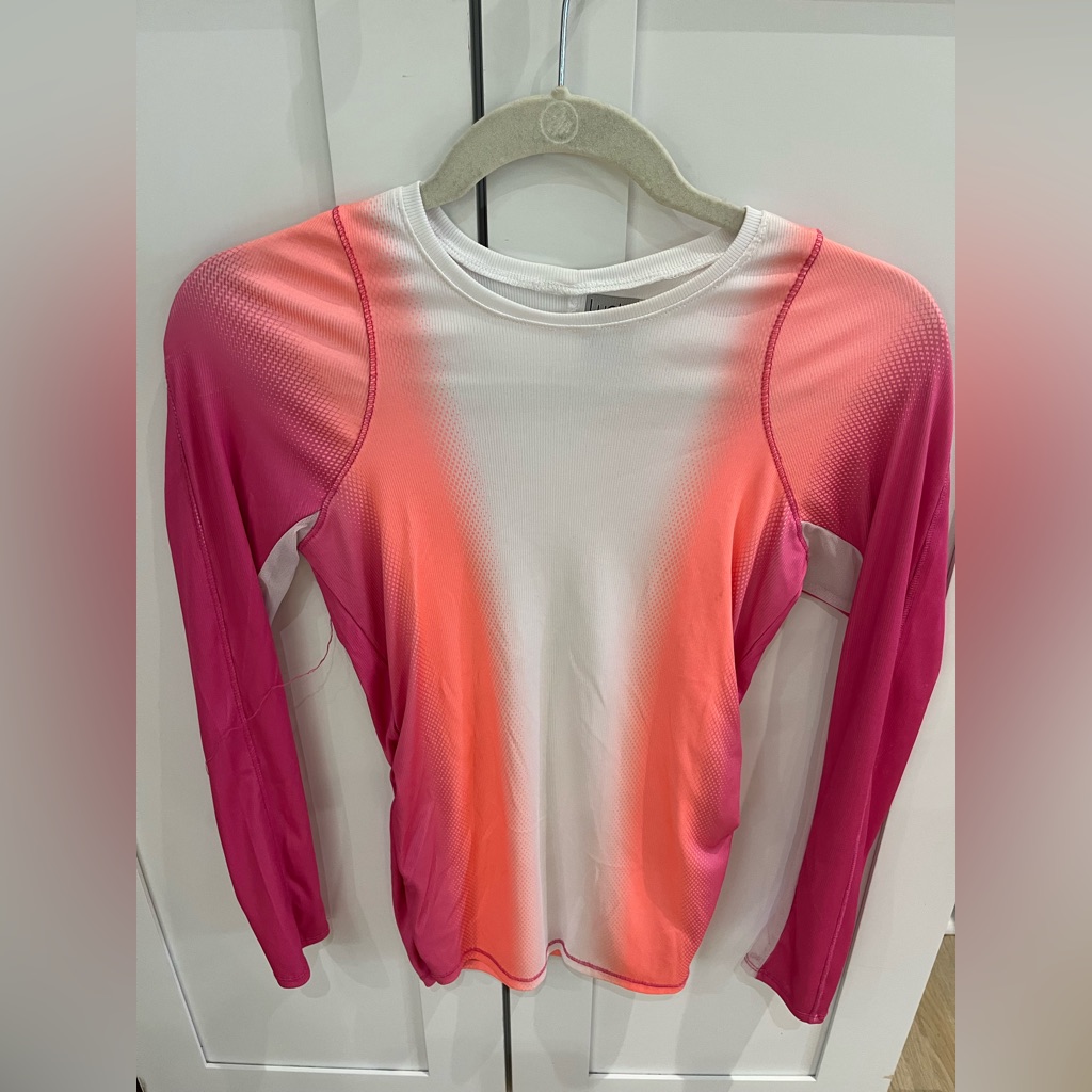Lucky In Love Pink And White Gradient Long Sleeve Top